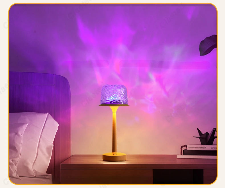 LED High Footed Water Ripple Atmosphere Desk Lamp Romantic Couple Gift Indoor Bedroom Projection Night Light