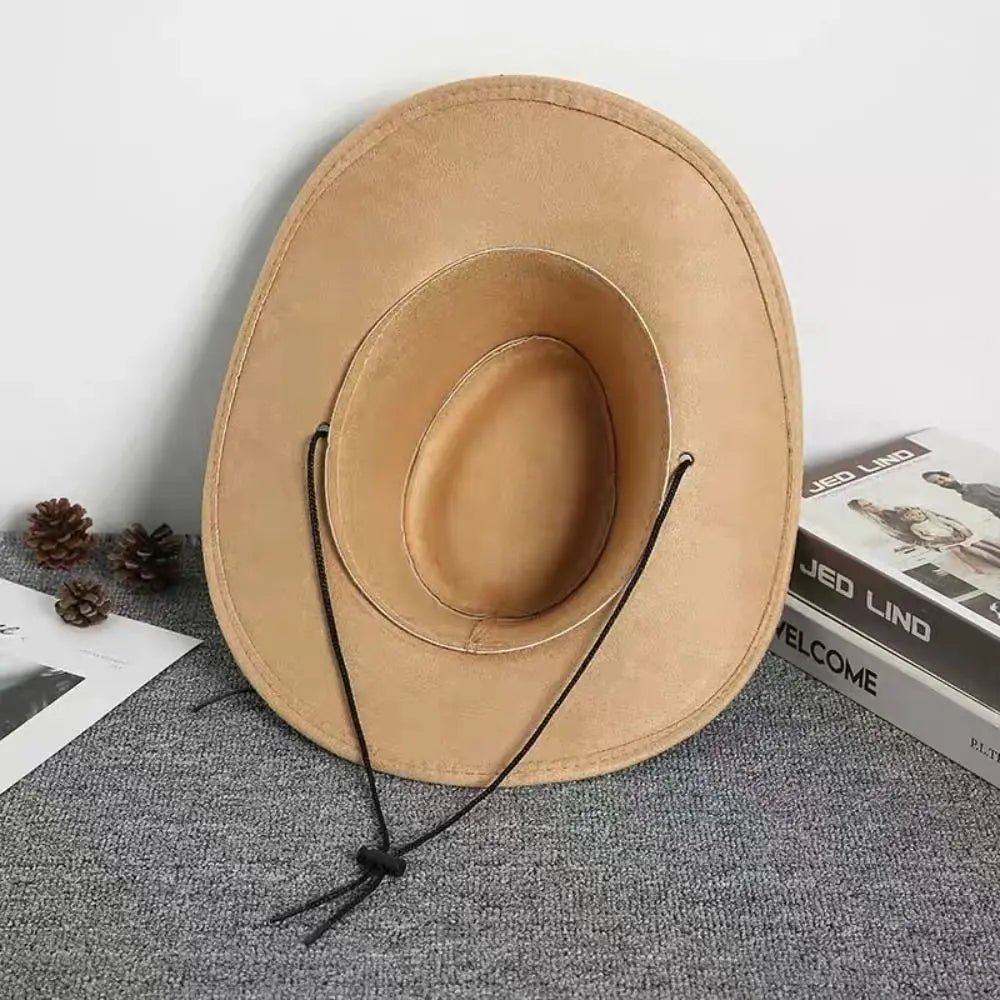 Chapeau de Cowboy occidental de Style ethnique Vintage, tête de vache à bord en rouleau, chapeau de Jazz en Polyester à large bord, chapeau de chevalier Cosplay