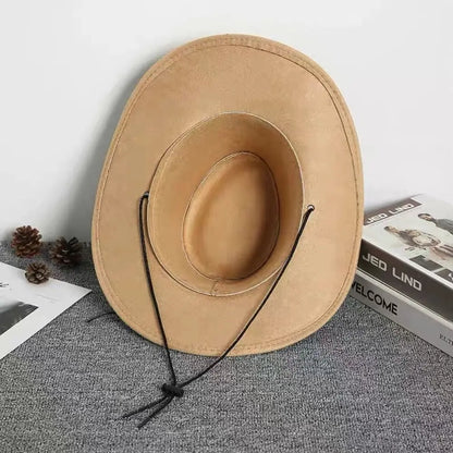 Chapeau de Cowboy occidental de Style ethnique Vintage, tête de vache à bord en rouleau, chapeau de Jazz en Polyester à large bord, chapeau de chevalier Cosplay