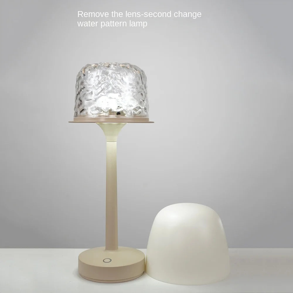 High Footed LED Atmosphere Desk Lamp Water Ripple Touch/Remote Control Projection Night Light Non-slip Bottom Romantic