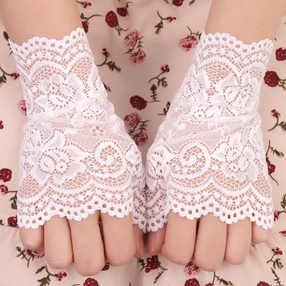 1 Pair Summer Autumn Sexy Lace Gloves Girls Women Sunscreen Short Gloves Fingerless Driving Gloves Half Finger Mittens Elastic
