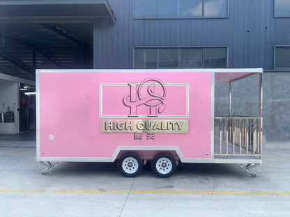 Pink Trailer for Sale New Food Truck Mobile Fast Food Cart Outdoor Kitchen Ice Cream Pizza Trailer Usa Standard