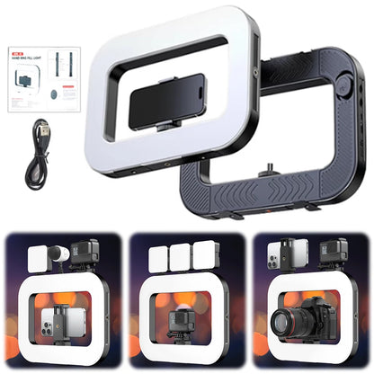 LED Phone Light Light Cell Phone Handheld Stabilizer W/ Ring Light for Camera Smartphone YouTube