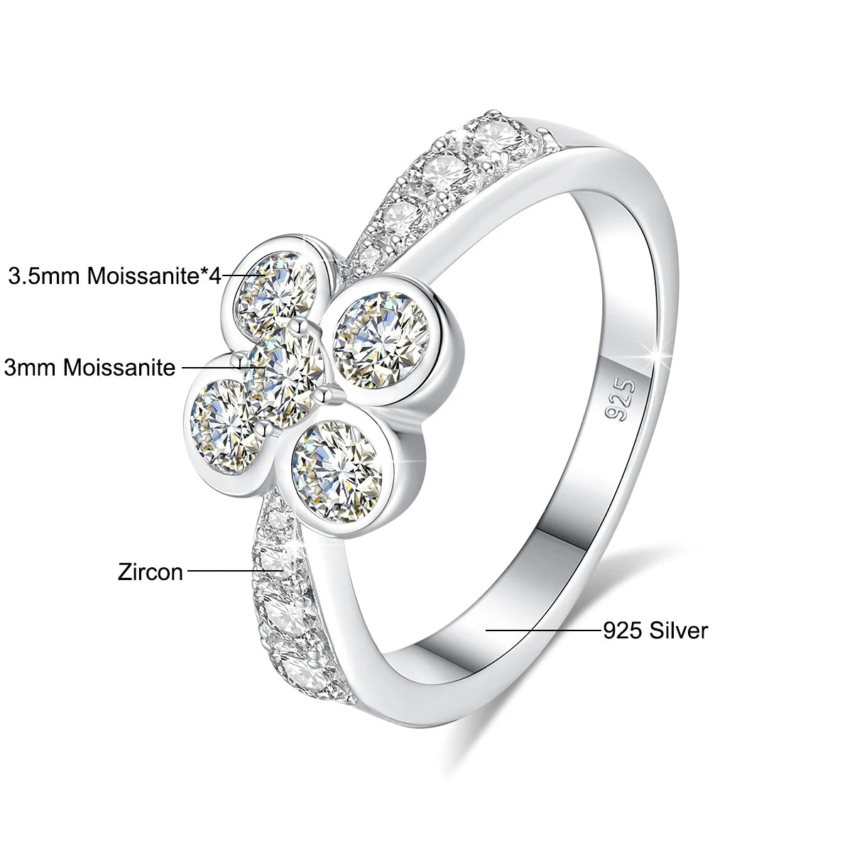 0.9CT Moissanite Ring for Women D VVS1 Round Diamond Double Halo Ring Engagement Christmas 925 Sterling Silver Wedding