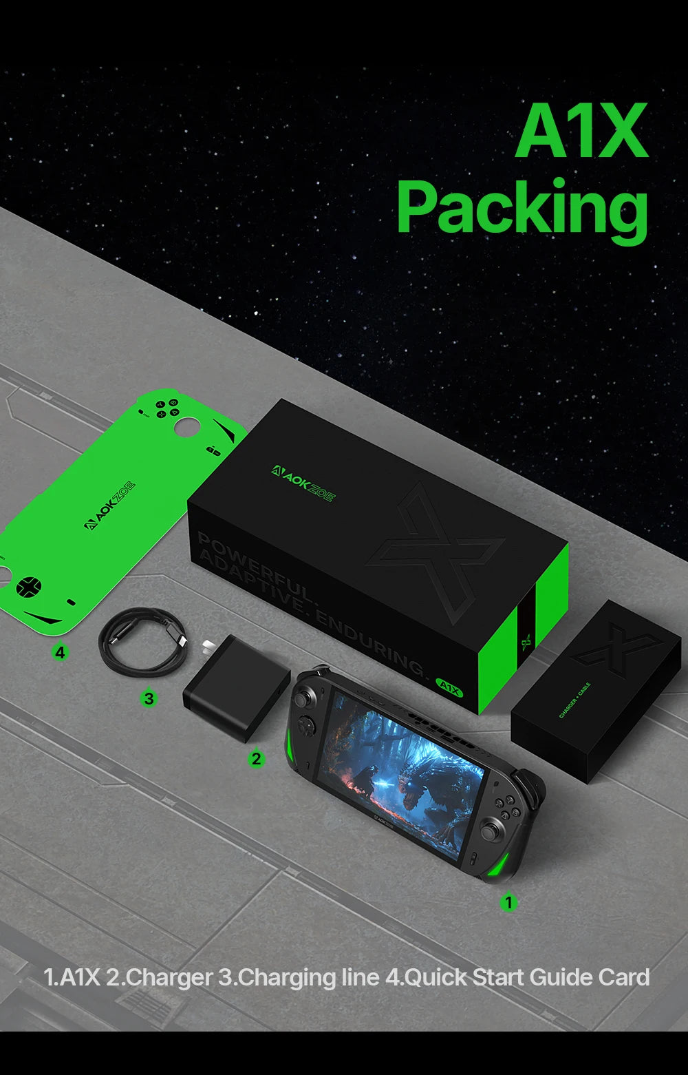 AOKZOE A1X AMD AI 9 HX 370 PC Game Console 8 Inch Native Landscape Screen Windows Handheld Laptops VRR 72.7Wh For Steam 3A Game