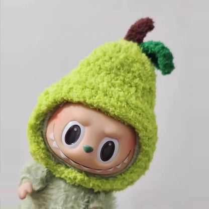 Labubu doll pendant, rubber doll clothes, rabubu v2v1 sitting party head cover hat heartbeat macaron 17cm 15CM