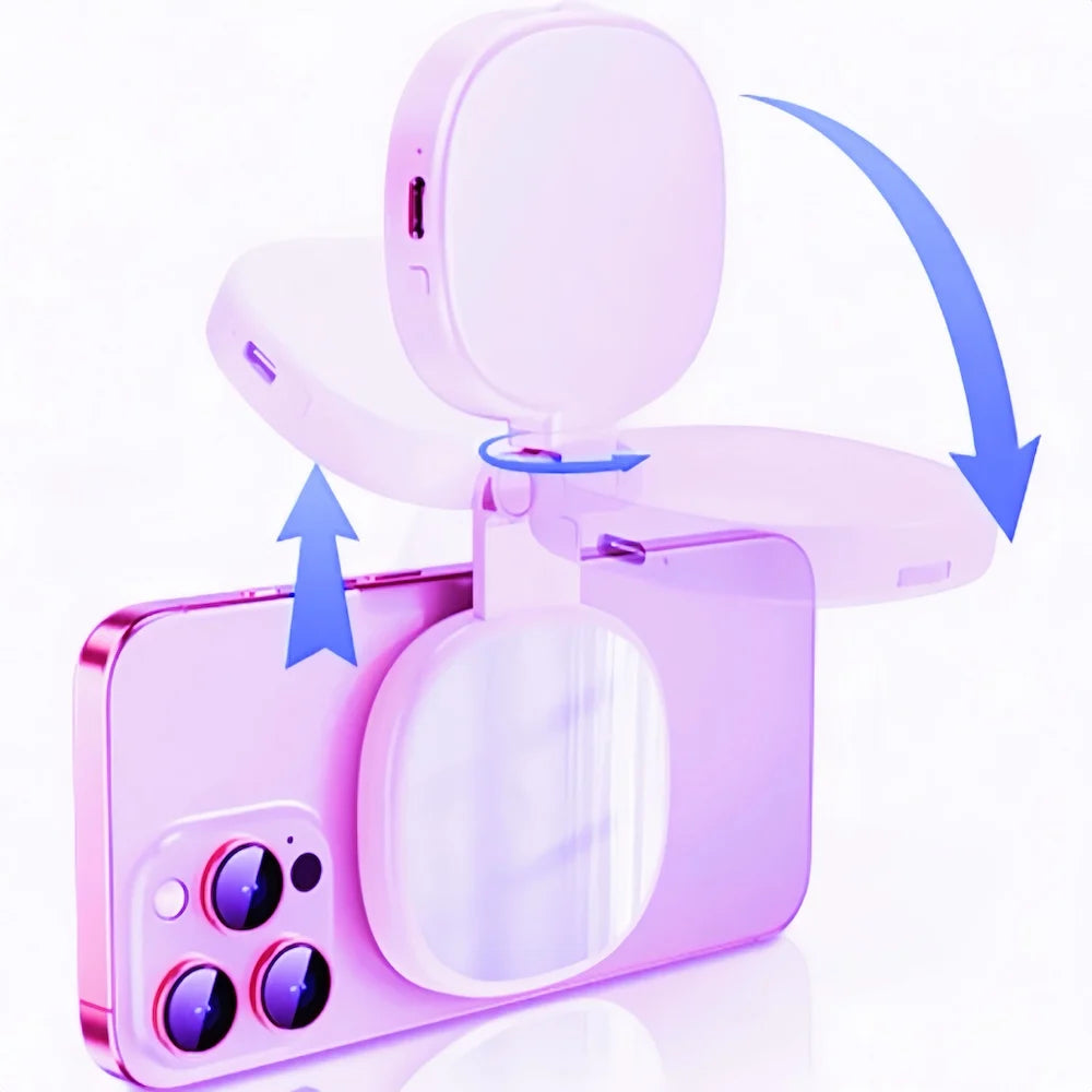 Magnetic Selfie Light, Phone Light Compatible with MagSafe IPhone,  360° LED Selfie Ring Fill Light with Mirror for Selfies/Vlog