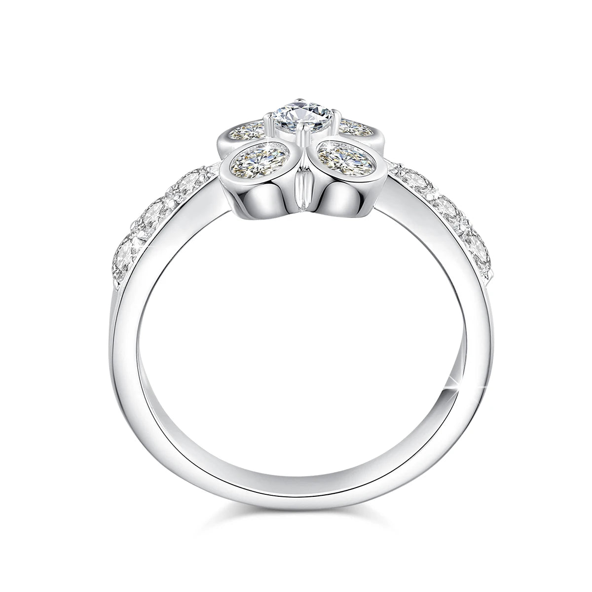 0.9CT Moissanite Ring for Women D VVS1 Round Diamond Double Halo Ring Engagement Christmas 925 Sterling Silver Wedding