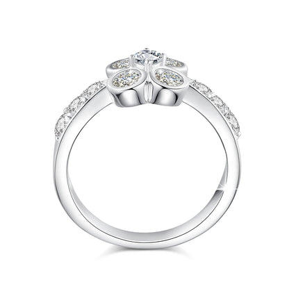 0.9CT Moissanite Ring for Women D VVS1 Round Diamond Double Halo Ring Engagement Christmas 925 Sterling Silver Wedding