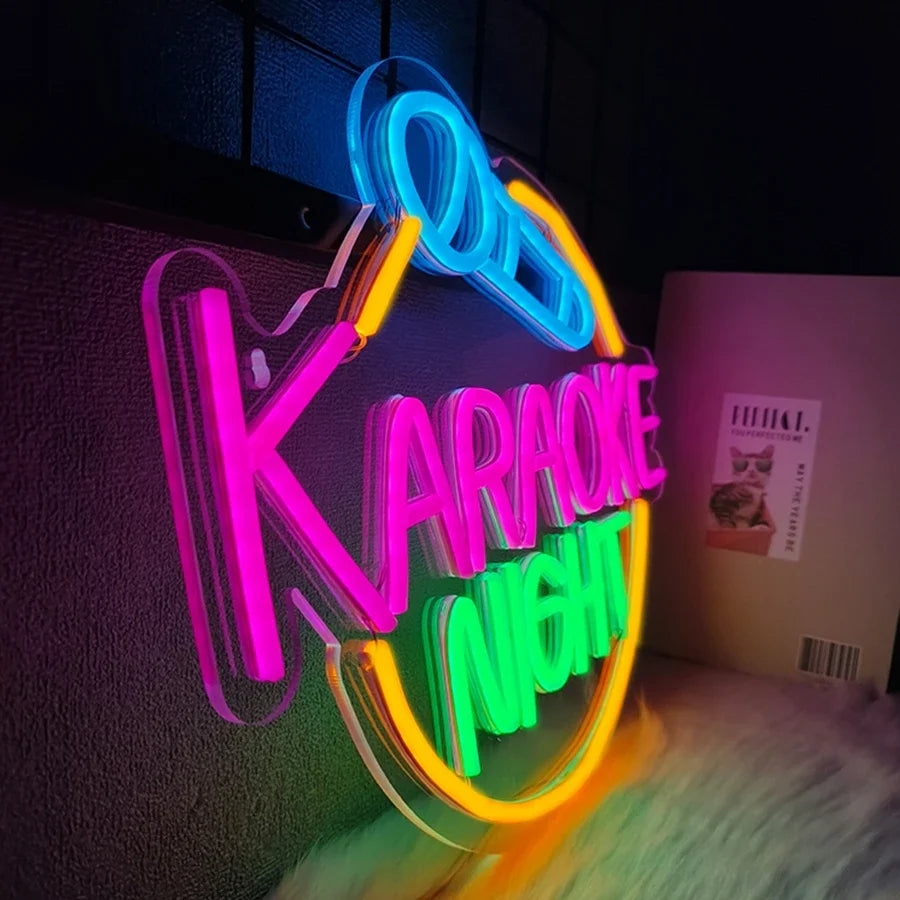 Music Studio,Game Room Decor,USB Power Karaoke Night Neon Sign For Wall Decor,Led Neon Light For Karaoke Live Bar Open Neon