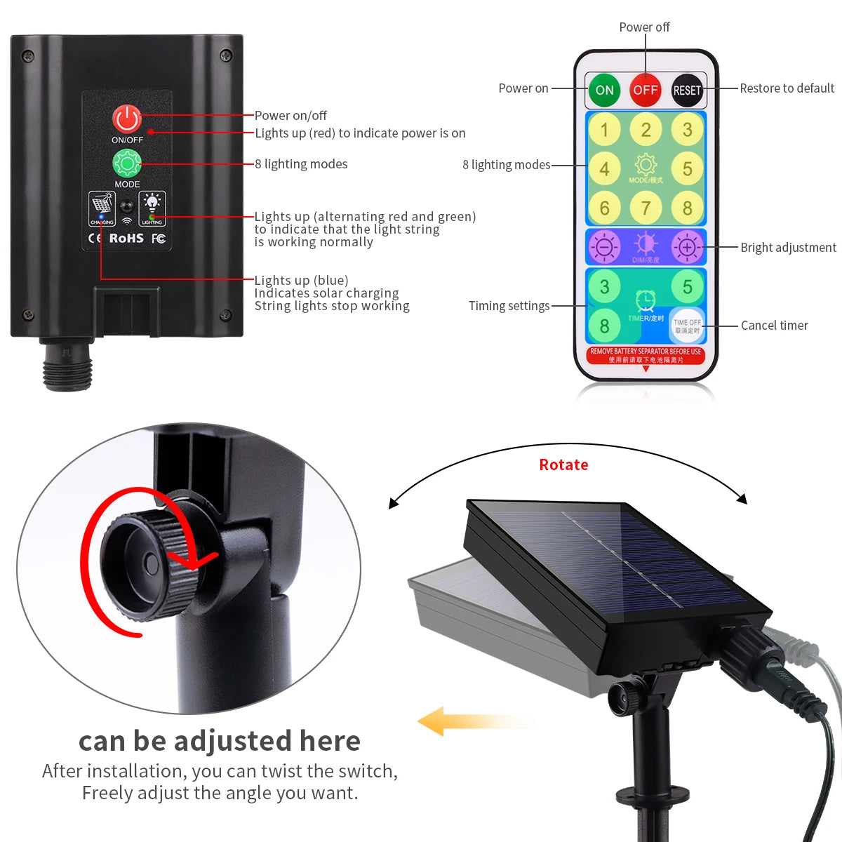 Energy Saving LED Outdoor Garden String Lights 10M 20M 30M 50M 100M Solar/EU/US Plug Charging LED Christmas Lawn Luminous Lamp