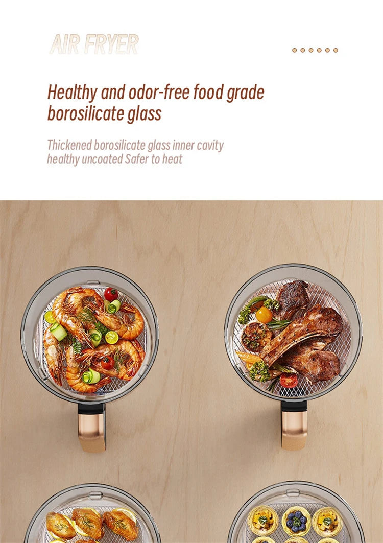 Air Fryer Visual Oil-free Electric Fryer Multi-functional Automatic Household 360°Baking LED Touchscreen Oil Air Fri