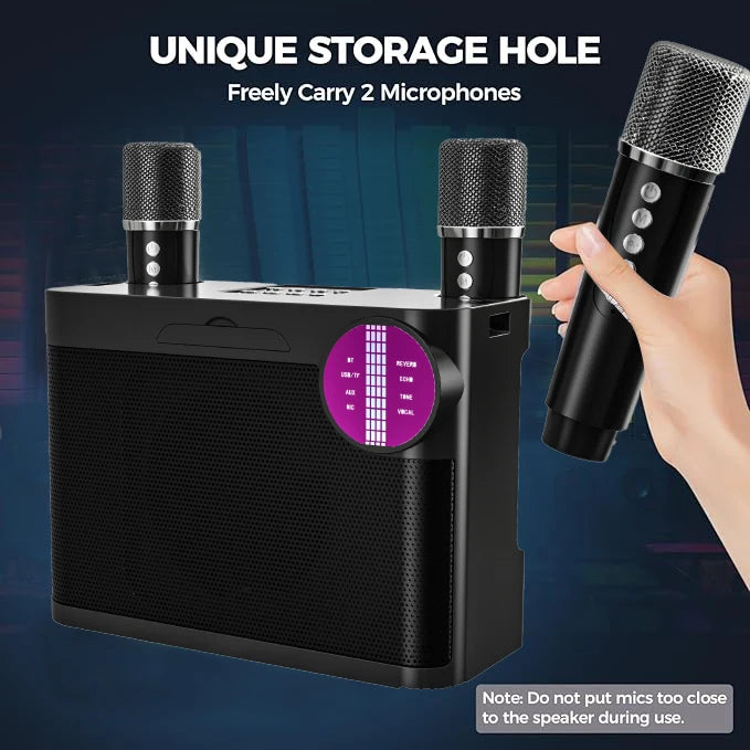 #LED Powerful Wireless Portable Dual Microphones Bluetooth 5.3 Speaker Hifi Stereo Family Party Karaoke Subwoofer Boombox gifts