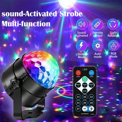 RGB LED Stage Disco Light Rotating DJ Ball Strobe Remote Sound Control Dj lights Karaoke Wedding Party Bar Club Laser Show Lamp