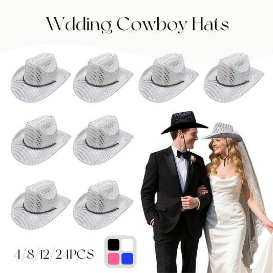 Chapeaux de Cowboy de mariage, 4 à 24 pièces, chapeaux de Cowboy occidentaux, cadeau pour femmes, réception de mariage, bal de danse, fête prénuptiale
