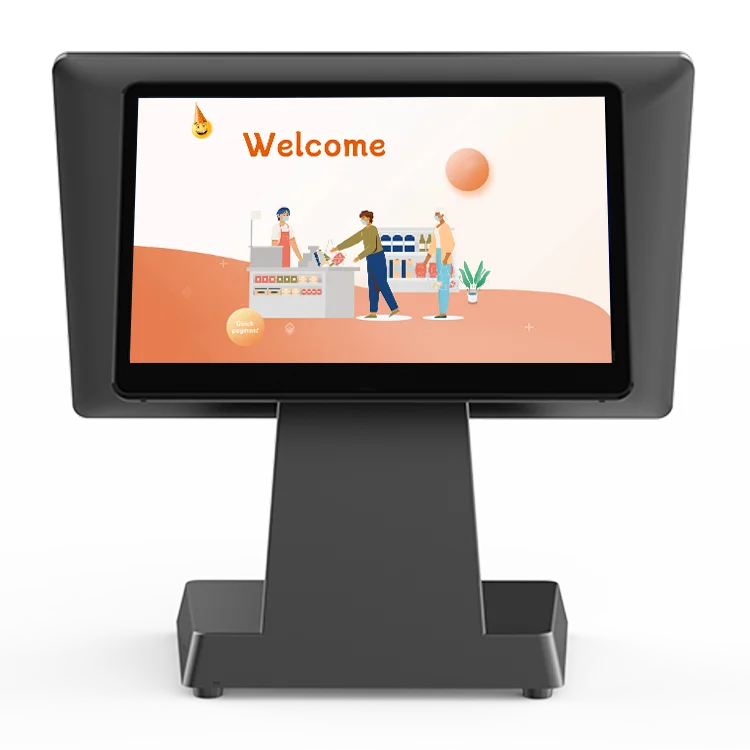 Système de point de vente à double écran tactile de 15,6 pouces, Machine de point de vente, systèmes tout-en-un pour les restaurants de magasin de détail, vente en gros