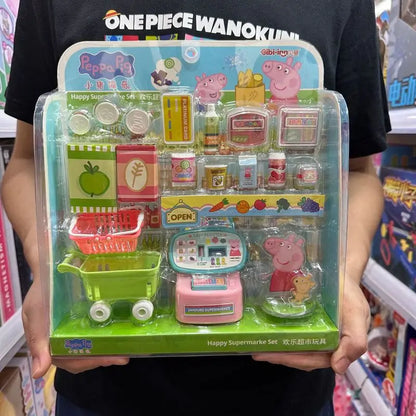 Peppa Pig Home Toys Blind Box Cartoon Baby Chechere Toy Vegetable Kitchen Shopping Series Child Set Shoulder Bag Holiday Gift