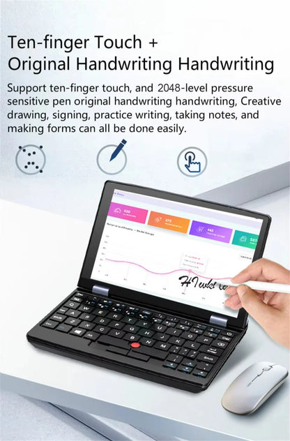 7 Inch Mini Laptop 16G 1TB N95 Notebook IPS Touch Screen Portable Netbook Win 11 Pro Mini PC Micro Computer Bluetooth 4.2