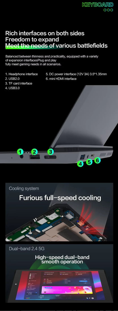 7 Inch Mini Laptop 16G 1TB N95 Notebook IPS Touch Screen Portable Netbook Win 11 Pro Mini PC Micro Computer Bluetooth 4.2