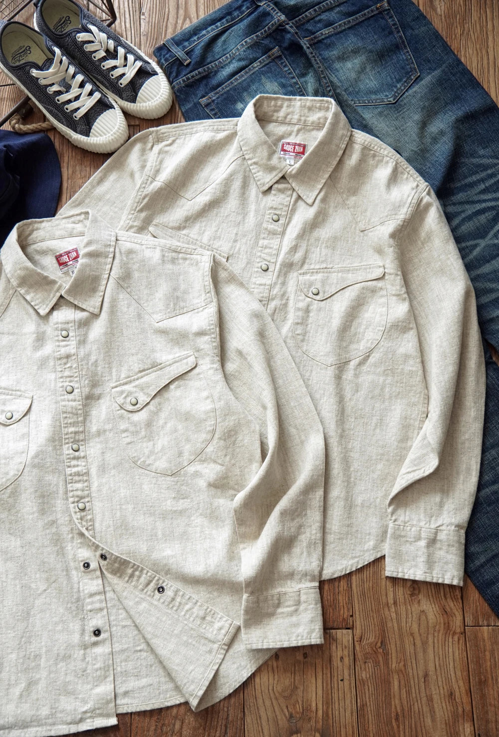 Western Sle Linen irt Men's Casual Long Sve Pure Color Loose Fit Classic Collar Button down Trendy Khaki irt