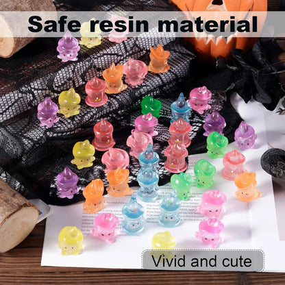 10pcs Halloween Luminous Mini Resin Candles Glow in The Dark Halloween Candelabra Miniature Ghost Candle Decor for Halloween Par