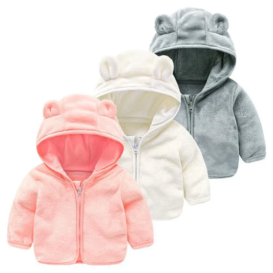 (9 Months -4 Years Old) Autumn New Simple Solid Color Long Sleeved Baby Girl Coat, Cute Hooded Children'S Clothing