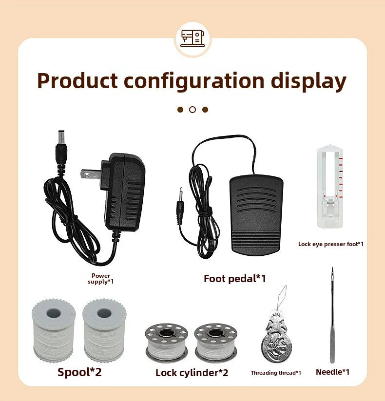 Sewing Machine, 12 Stitches Domestic Sewing Machine, Presser Foot, Overlock Machines, Electric Portable Pedal, Clothes Stitch