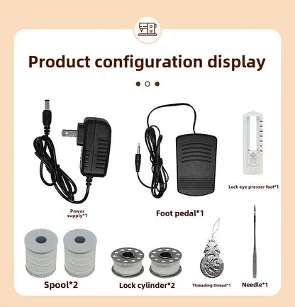 Sewing Machine, 12 Stitches Domestic Sewing Machine, Presser Foot, Overlock Machines, Electric Portable Pedal, Clothes Stitch