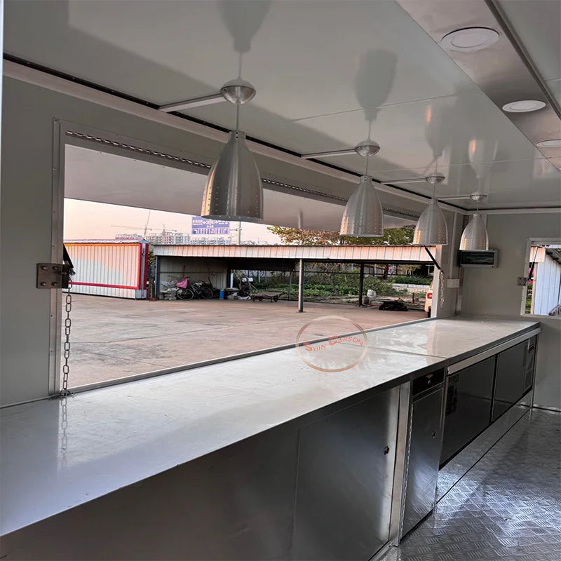 Outdoor Food Trailer with Well-Equipped Interior Space Practical Mobile Kitchen for Catering Events