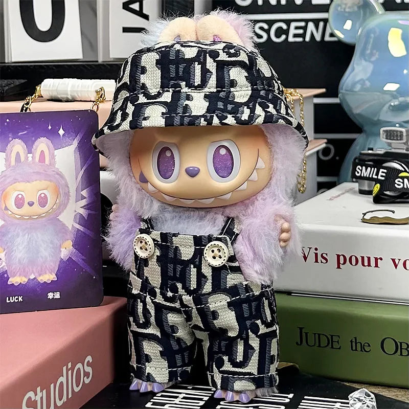 For 15-17cm Labubu Luxury Dress Set Fashion Clothes Pants Hat Outfit  Labubu V1 V2 Doll DIY  Clothing designer Toys Accessories