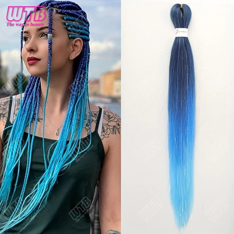 Postiche synthétique ombré arc-en-ciel de 66 cm, couleurs mélangées, long et lisse, tresses jumbo au crochet pour femmes