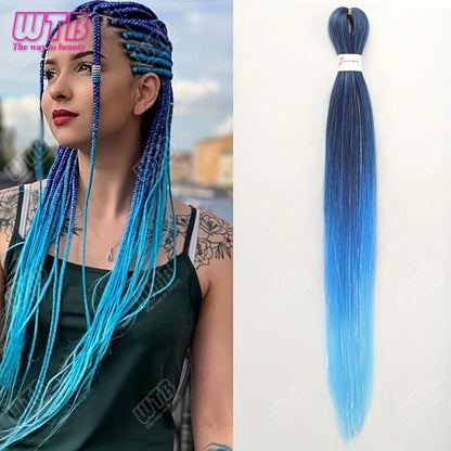 Postiche synthétique ombré arc-en-ciel de 66 cm, couleurs mélangées, long et lisse, tresses jumbo au crochet pour femmes