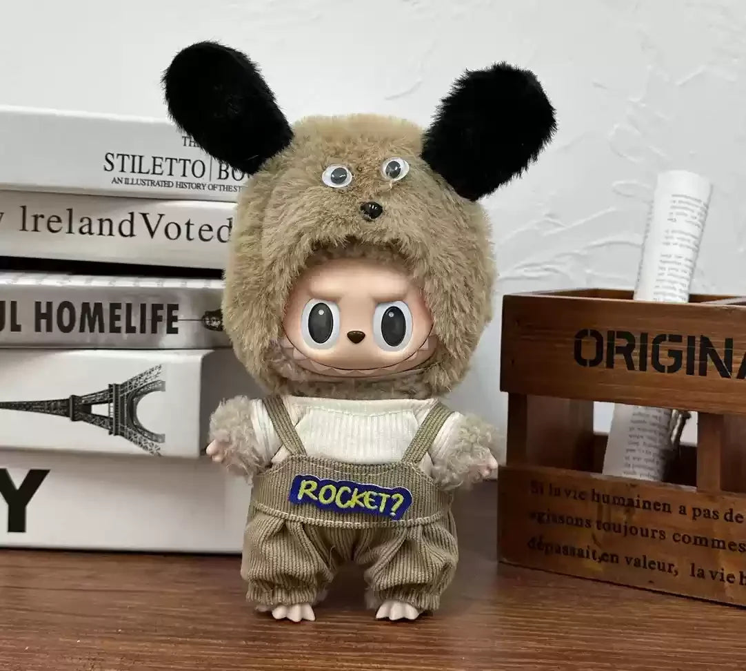 17cm Labubu  Mini Plush Toy Multiple Styles Clothing Set Labubu Outfit Accessories Trendy Play Clothing Labubu Clothes Gift