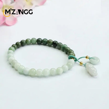 Bracelet en jadéite authentique, dégradé bicolore, boucle de paix, cordon en jade, délicat, tendance, bijoux avancés, cadeaux pour filles