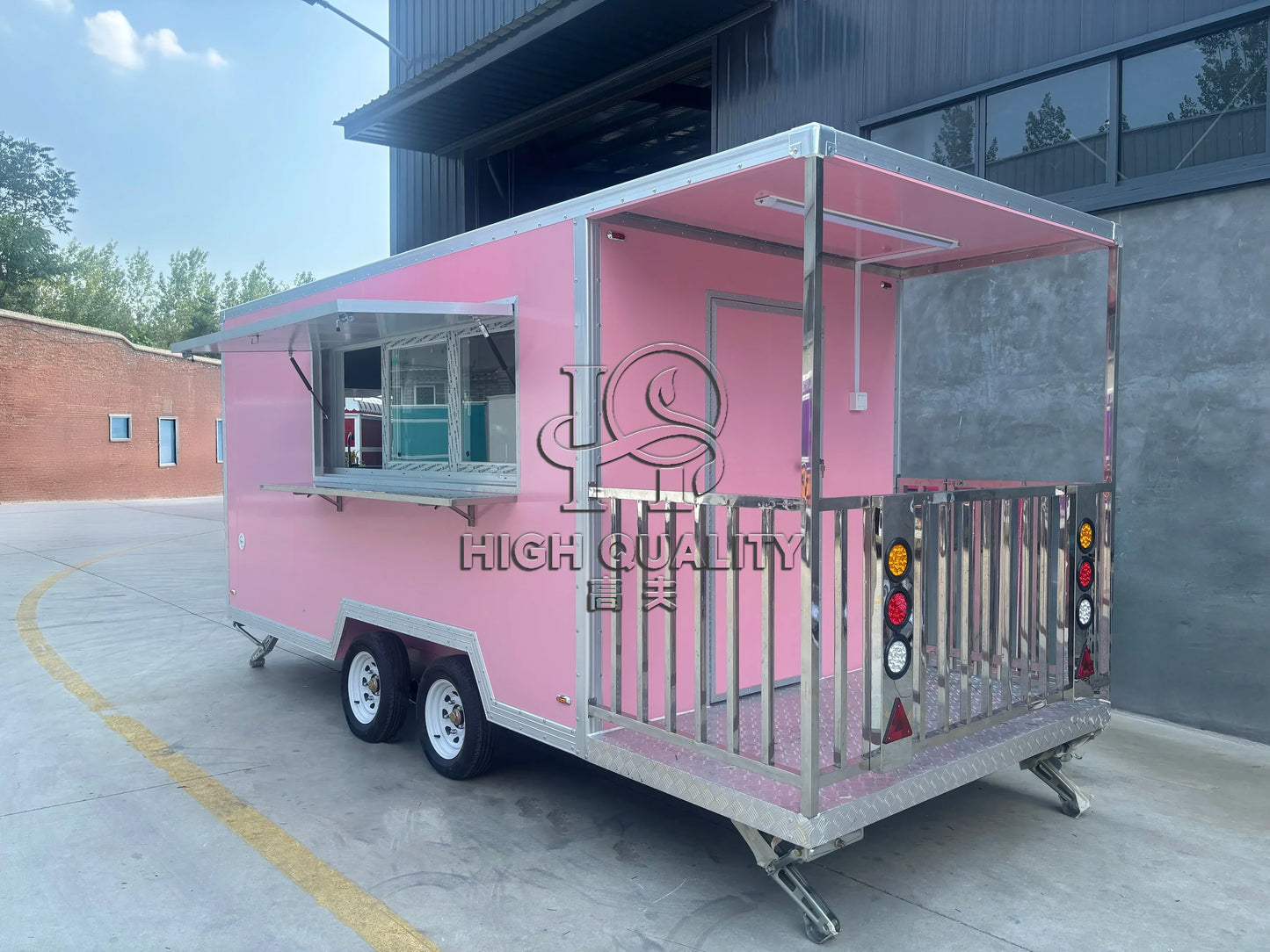 Pink Trailer for Sale New Food Truck Mobile Fast Food Cart Outdoor Kitchen Ice Cream Pizza Trailer Usa Standard