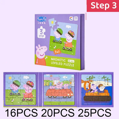 Kawaii Peppa Pig Magnetic Puzzle Children Cute Cartoon Anime Baby Early Education Advanced Magnetic Puzzle Books Toy Girls Gifts