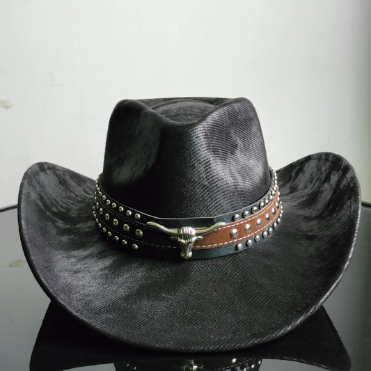 Faux Leather Western Cowboy Hats Men Women retro cowboy hats big brim cowgirl hat knight hat men chapeau ковбойская