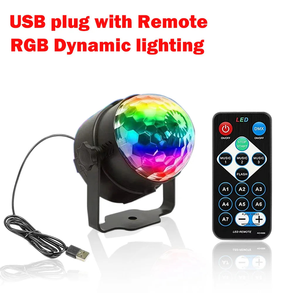 RGB LED Stage Disco Light Rotating DJ Ball Strobe Remote Sound Control Dj lights Karaoke Wedding Party Bar Club Laser Show Lamp