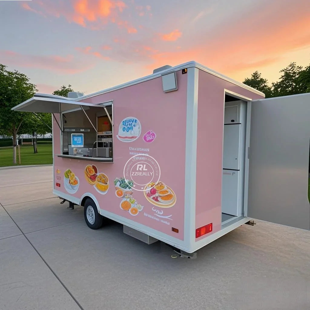 Commerical Food Truck Stainless Steel Snack Cart Hot Dog Coffee Kiosk Mobile Kitchen Concession Food Truck Trailer For Sale
