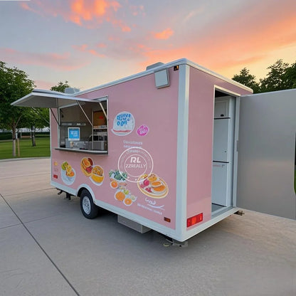 Commerical Food Truck Stainless Steel Snack Cart Hot Dog Coffee Kiosk Mobile Kitchen Concession Food Truck Trailer For Sale