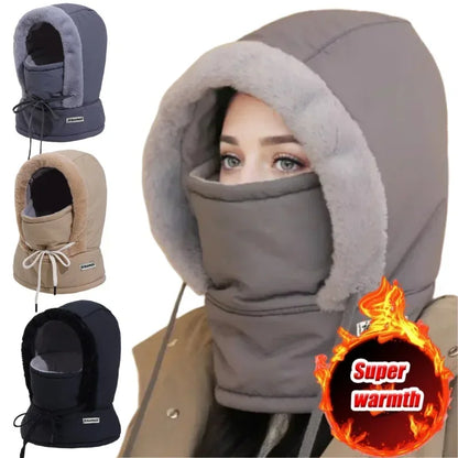 Cagoule thermique pour temps froid, écharpe d'hiver, capuche coupe-vent, chapeau en peluche, chauffe-cou, masque facial de Ski pour les activités de plein air