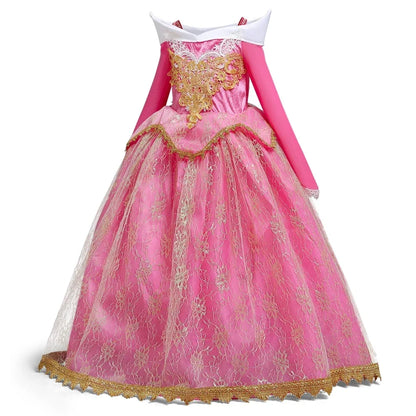 Fantasy Girls Sleeping Beauty Aurora Cosplay Princess Dress Kids Halloween Carnival Birthday Costume Party Clothing 3-10Years