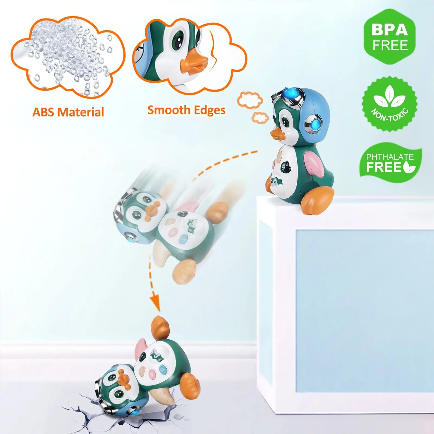 Penguin Musical Baby Crawling Toys Infant Moving Walking Dancing Toys with Light Toddler Interactive Development Tummy Time Gift