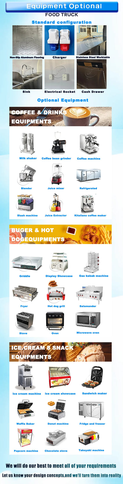 Outdoor Food Trailer for Sale Fashionable Aesthetically Pleasing Fully Equipped Mobile Kitchen Catering Business