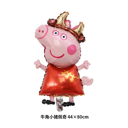 Cartoon Peppa Pig Foil Balloon Set Boating Diving Green Hat Peppa Pig Child Birthday Party Decoration Kid Toy Christmas Gift