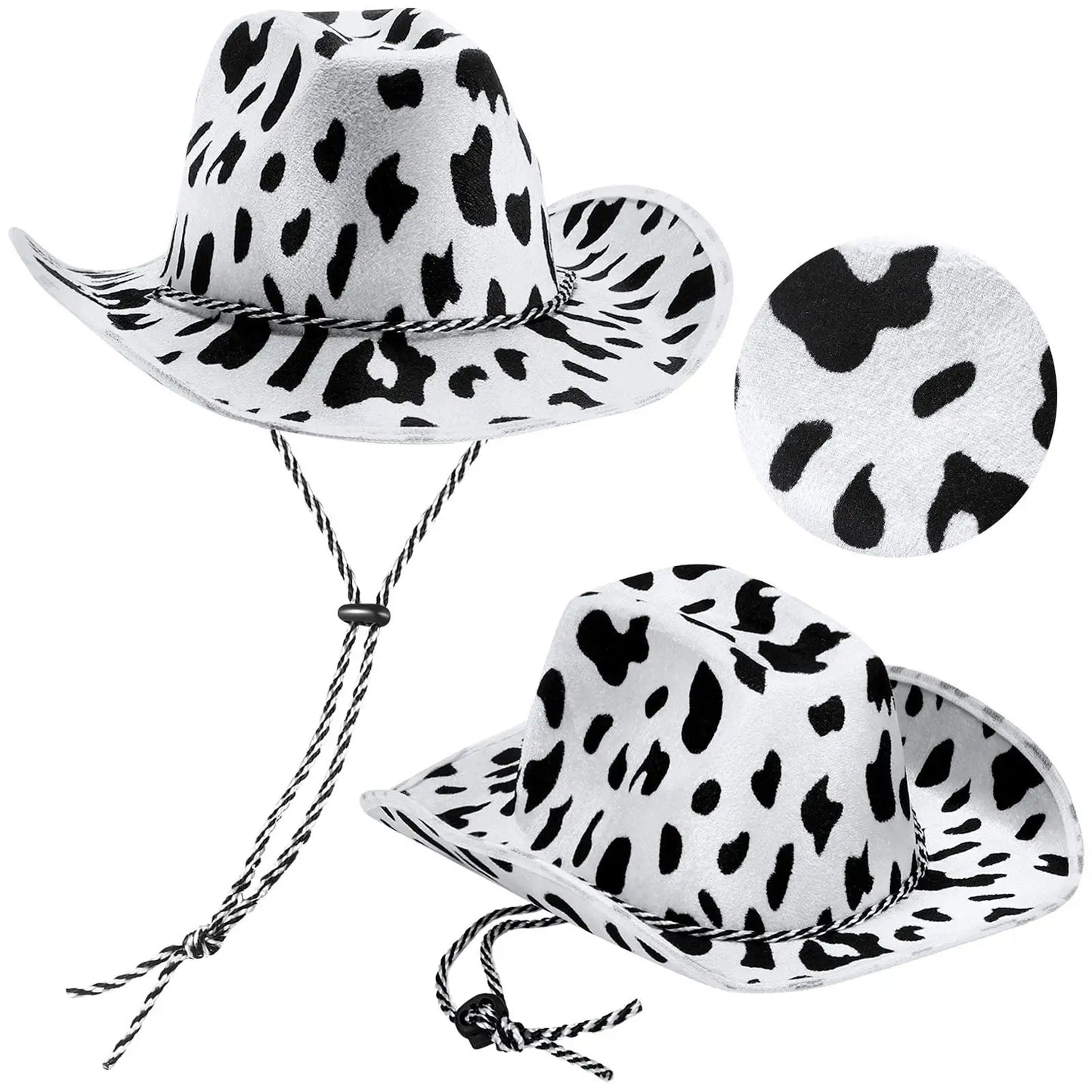 Chapeau de Cowboy imprimé vache léger et robuste, accessoires de Costume pour Cowboy, fêtes à thème d'halloween, scène