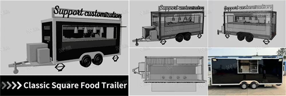 Concession Food Truck Fully Equipped Street Restaurant Coffee Snack Cart Mobile Concession Food Trailer With Full Kitchen