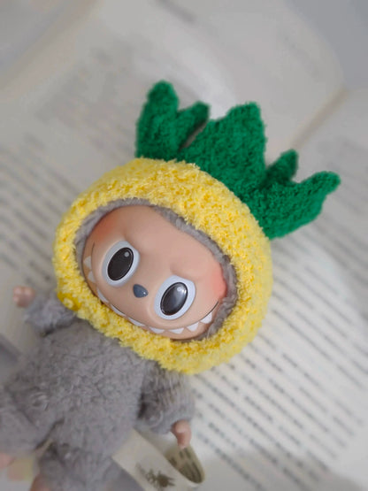 Labubu doll pendant, rubber doll clothes, rabubu v2v1 sitting party head cover hat heartbeat macaron 17cm 15CM