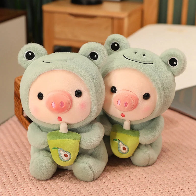 Kawaii Boba Pig Plush Toy Stuffed Animal Pig Cosplay Unciorn Frog Soft Doll Pillow Kids Toys Birthday  Gift