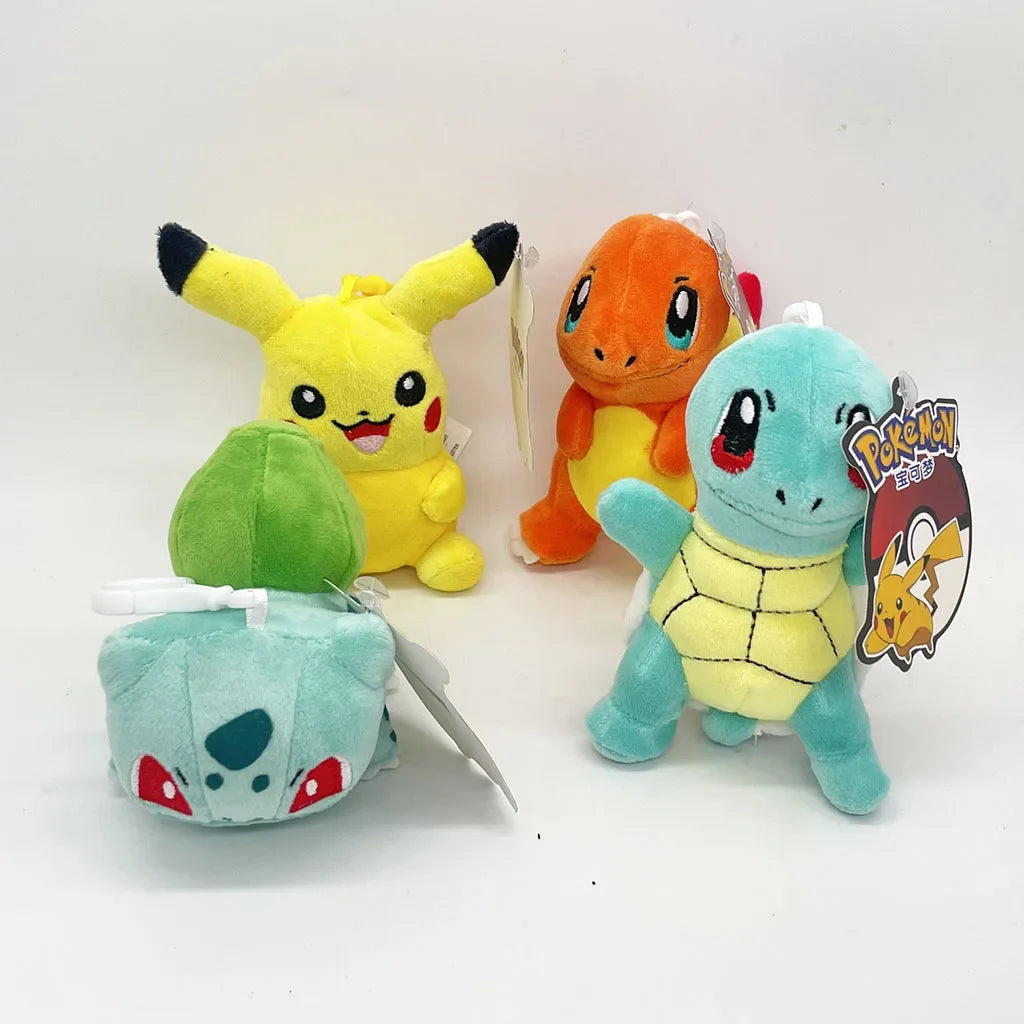 10PC/lot Pokemon Squirtle Charmander Pikachus Bulbasaur Plush Doll 12cm Pendant Stuffed Pendant Keychain Plush Gift Toy